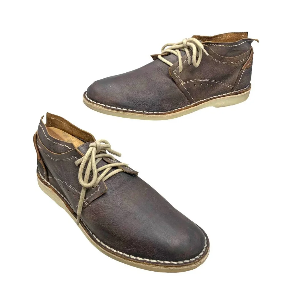 Cinti Dark Distressed Leather 6  Eyelet‎ Handmade Chukka Boots